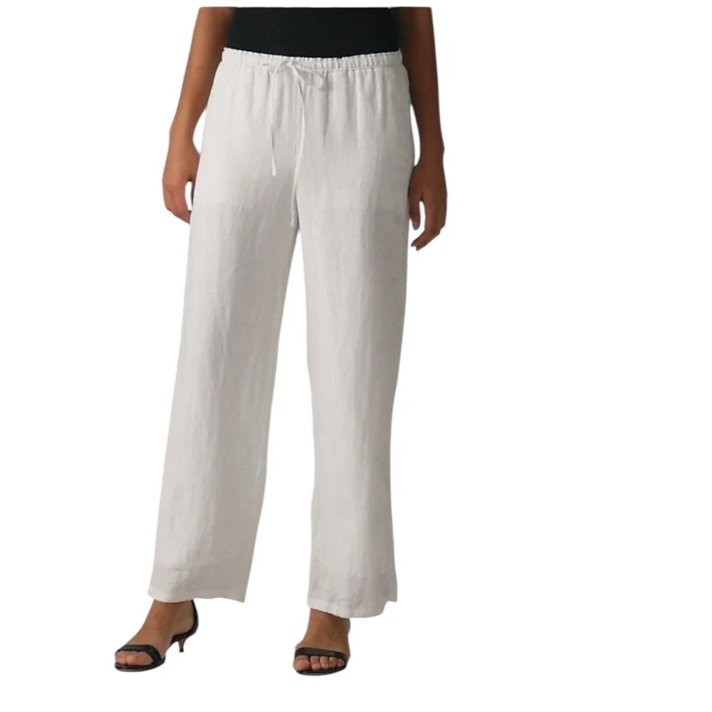 J. Crew Soleil pant in‎ linen white straight Leg Pants Womens XL